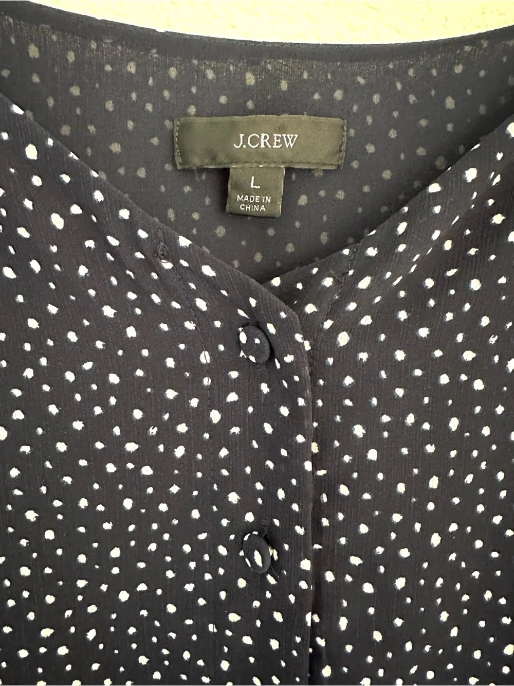 J.Crew Navy Polka Dot Flutter Sleeve Top | Size Large | EUC